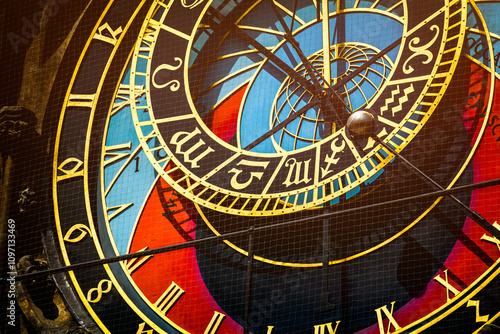 Close-Up View of the Prague Astronomical Clock with Intricate Details