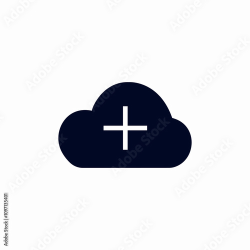 cloud plus add icon sign vector