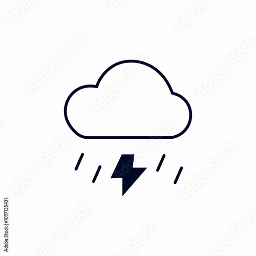 cloud rain lightning icon sign vector