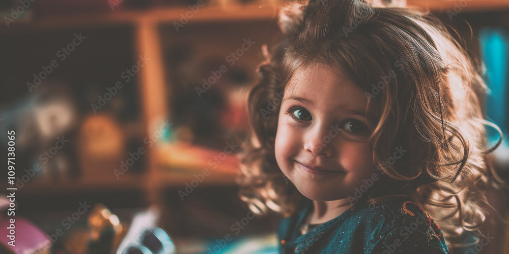 Fototapeta premium portrait of a child girl close-up Generative AI