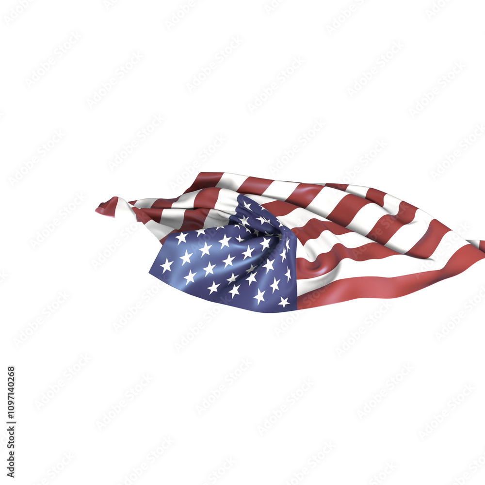 Fototapeta premium Waving American Flag Isolated on White Background
