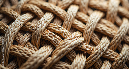 Close-up of intricately braided rope fibers