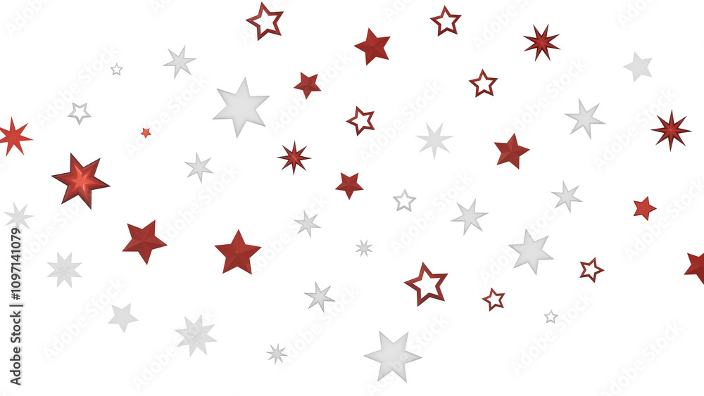 A digital illustration of red and white stars on a black background. This abstract design is perfect for use as a background or as a decorative element.