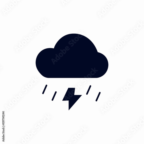 cloud rain lightning icon sign vector
