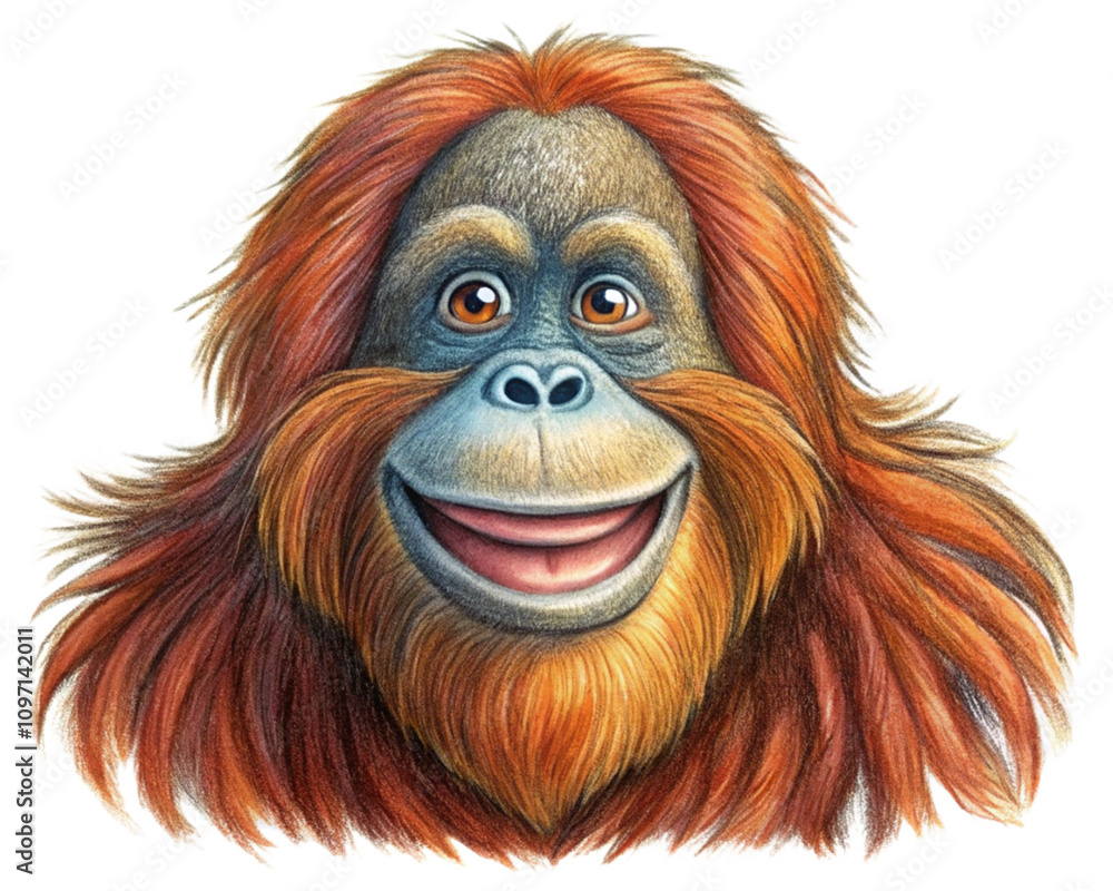 Happy Orangutan With a Friendly Expression