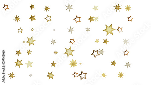 A black background with scattered gold stars of different sizes and shades, creating a simple yet festive and celebratory atmosphere.