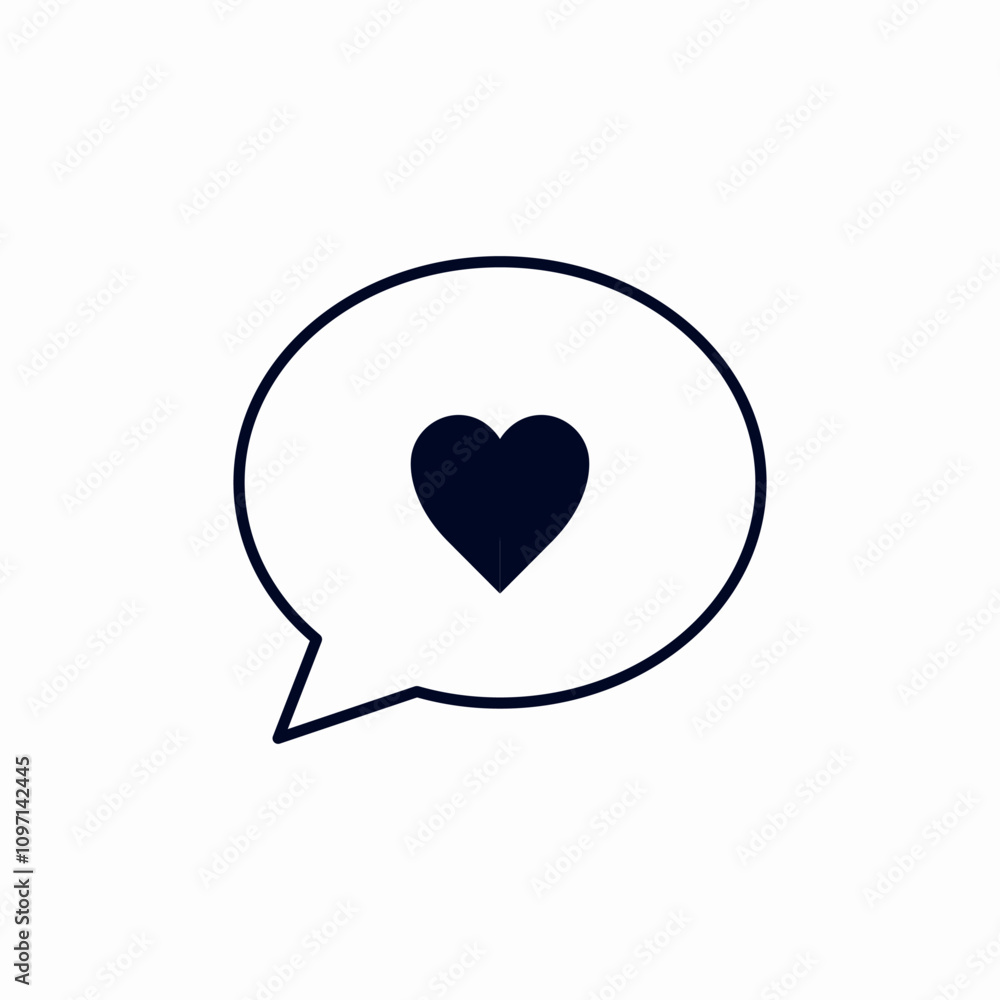 speech bubble heart romantic icon sign vector speech bubble heart romantic icon sign vector