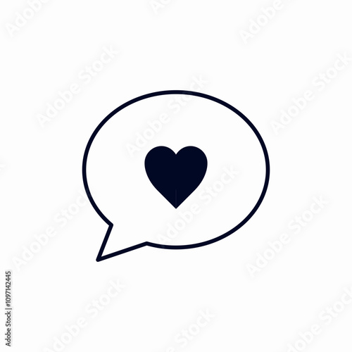 speech bubble heart romantic icon sign vector