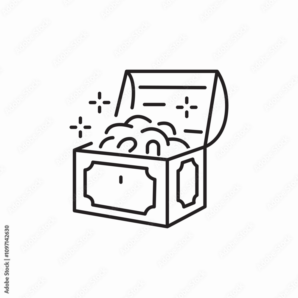 treasure box gold coins icon sign vector treasure box gold coins icon sign vector
