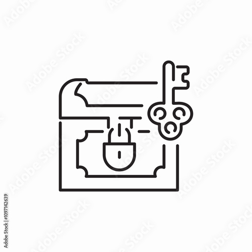 treasure box key icon sign vector