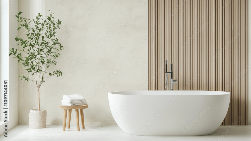 Fototapeta premium bathroom with white tiles and wall