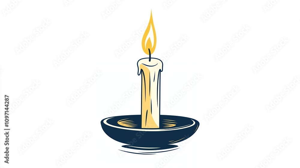 Decorative Candle Burning Steadily in a Traditional Holder With a Warm Glow Illuminating the Surrounding Space Decorative Candle Burning Steadily in a Traditional Holder With a Warm Glow Illuminating the Surrounding Space