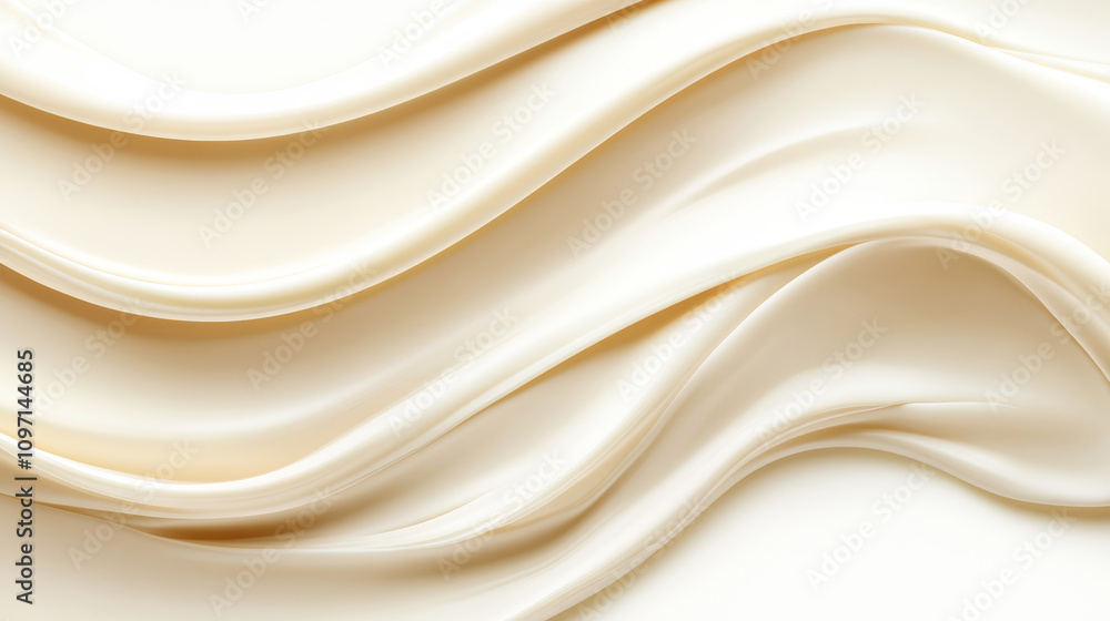 Obraz premium A smooth, creamy background featuring gentle curves and folds, creating an elegant and luxurious feel, perfect for beauty and skincare product displays.