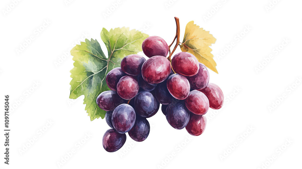 Fototapeta premium Grape, Red Grape, White Background, Cut Out, Bunch