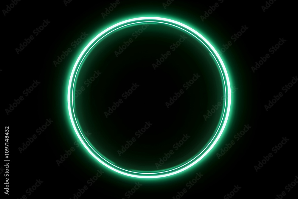 Abstract glowing green neon circle isolated on a pitch-black backdrop .illustration Abstract glowing green neon circle isolated on a pitch-black backdrop .illustration