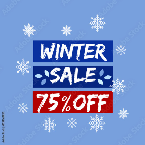 winter sale 75% discount sale poster design  photo