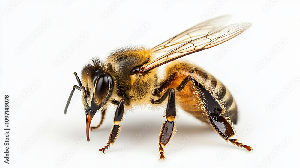 Honey bee, Apis mellifera, isolated on white background Honey bee, Apis mellifera, isolated on white background