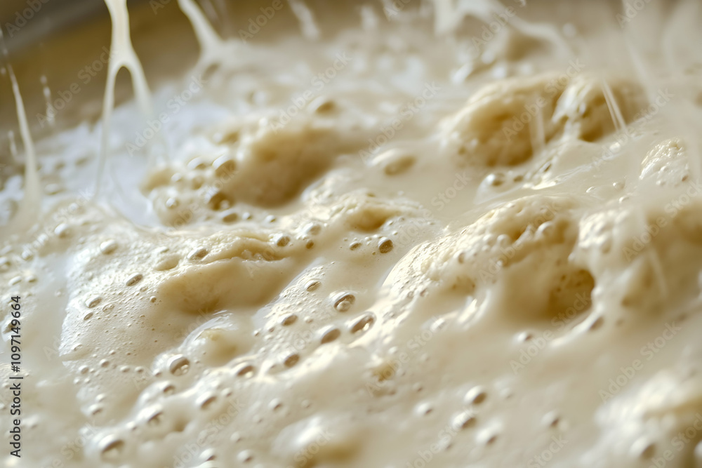 Extreme close-up of sourdough starter in an active fermentation process 4k image Extreme close-up of sourdough starter in an active fermentation process 4k image