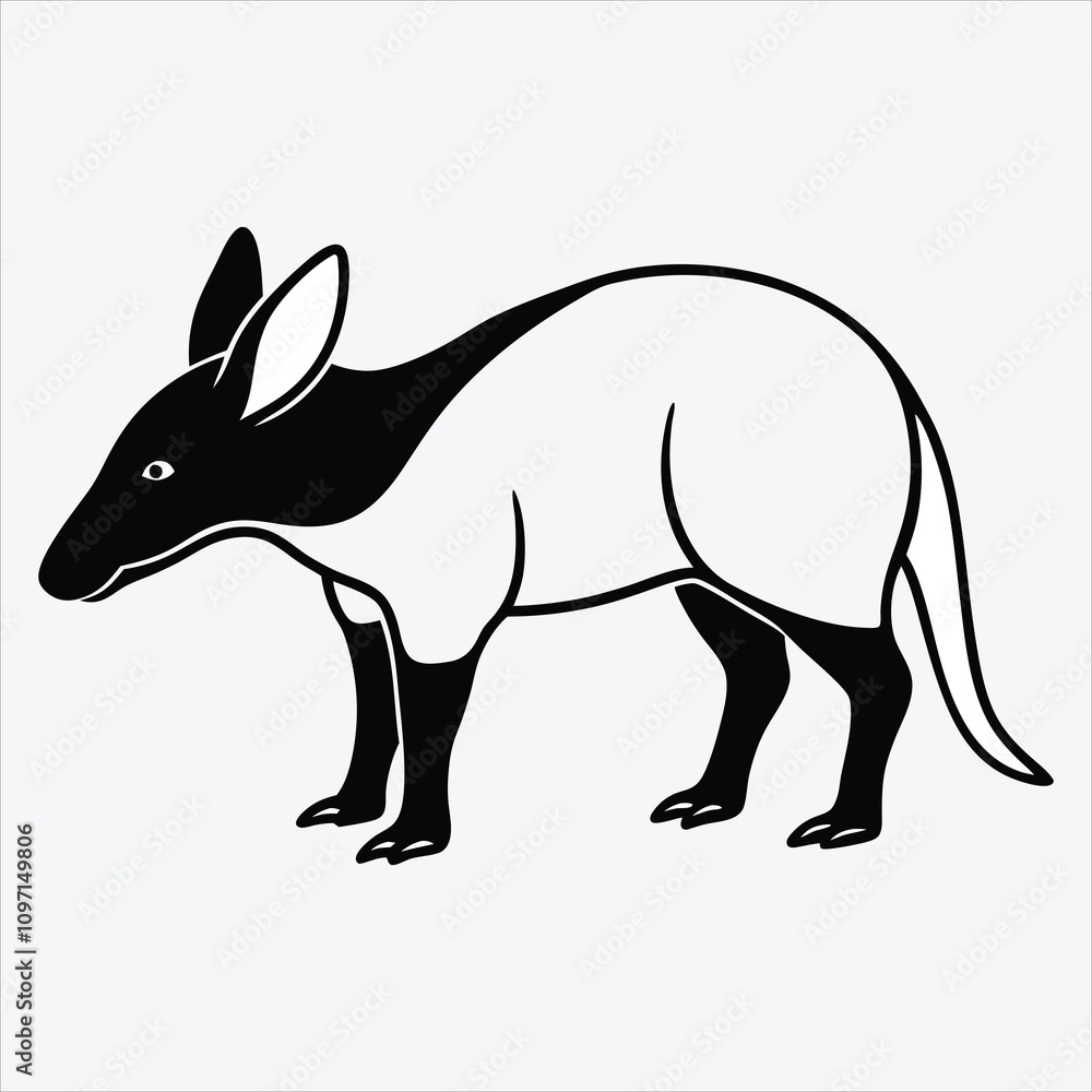 Fototapeta premium Aardvark line art White background illustration Generative Ai