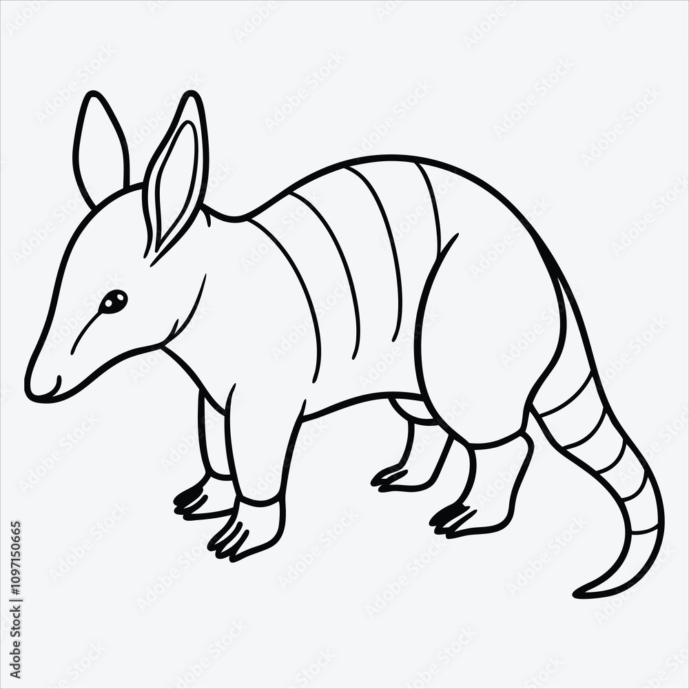 Fototapeta premium Aardvark line art White background illustration Generative Ai