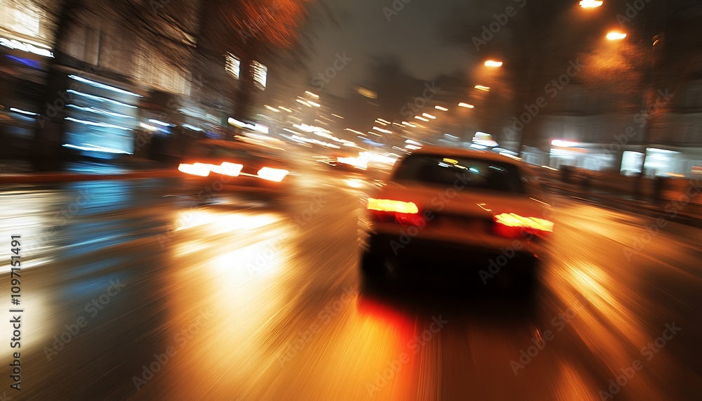 Dynamic Nighttime City Street with Motion Blur and Vibrant Lights : Generative AI Dynamic Nighttime City Street with Motion Blur and Vibrant Lights : Generative AI