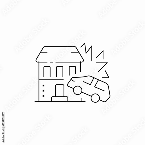 car crash house icon sign vector