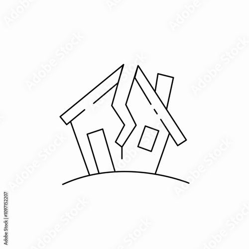 earthquake house icon sign vector