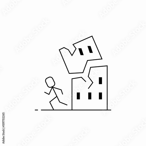 earthquake run away icon sign vector