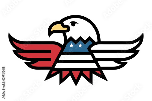 4th of July Patriotic Eagle with USA Flag - Vector Illustration