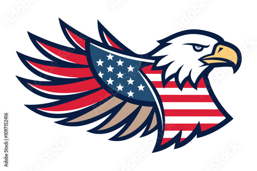 4th of July Patriotic Eagle with USA Flag - Vector Illustration