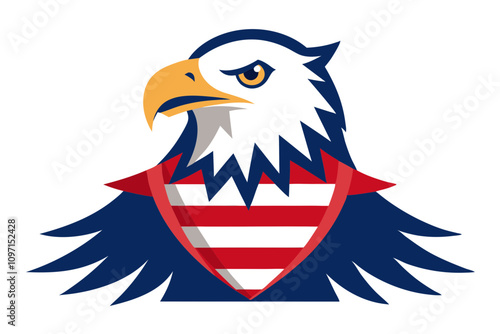 4th of July Patriotic Eagle with USA Flag - Vector Illustration