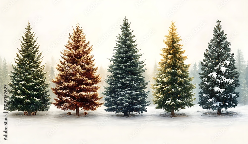 Obraz premium Group of Trees arrange in a Row