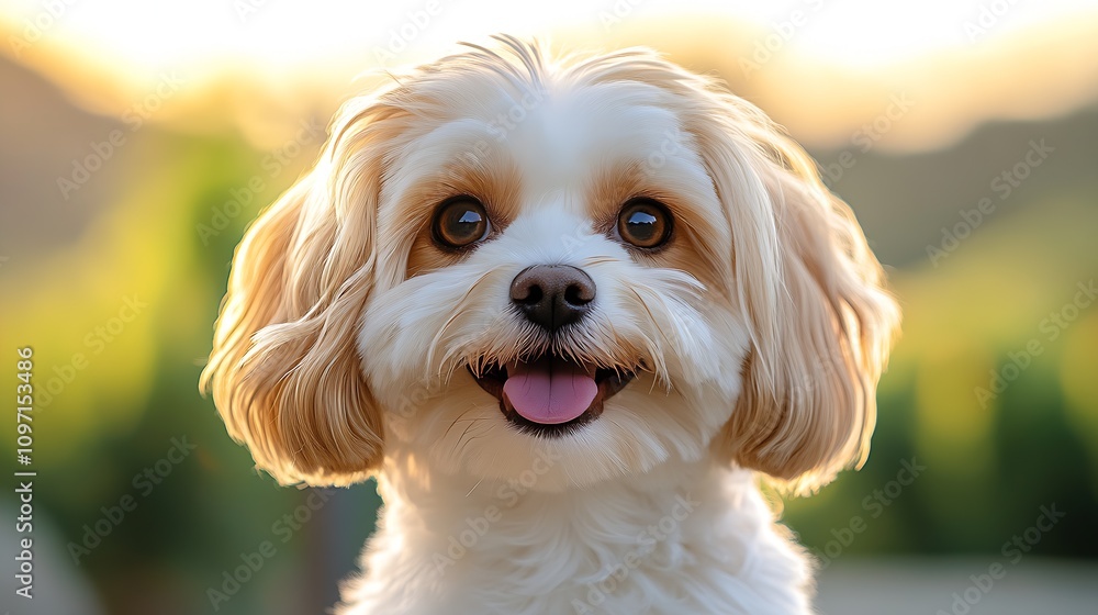 Adorable Fluffy Dog with Big Smile Enjoying a Sunny Day Outdoors : Generative AI Adorable Fluffy Dog with Big Smile Enjoying a Sunny Day Outdoors : Generative AI