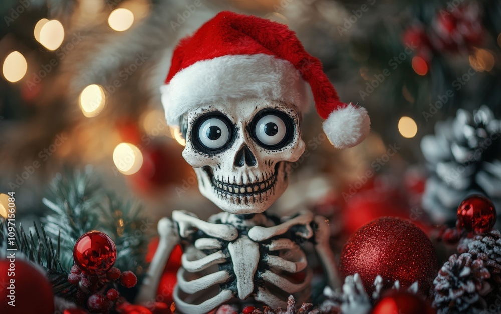 christmas funny skeleton in santa hat christmas funny skeleton in santa hat