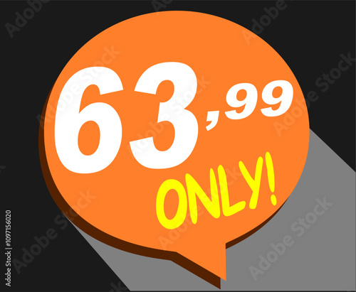 Discount sticker Template with 63, 99 only. Vector design, Sale, price tag illustration.