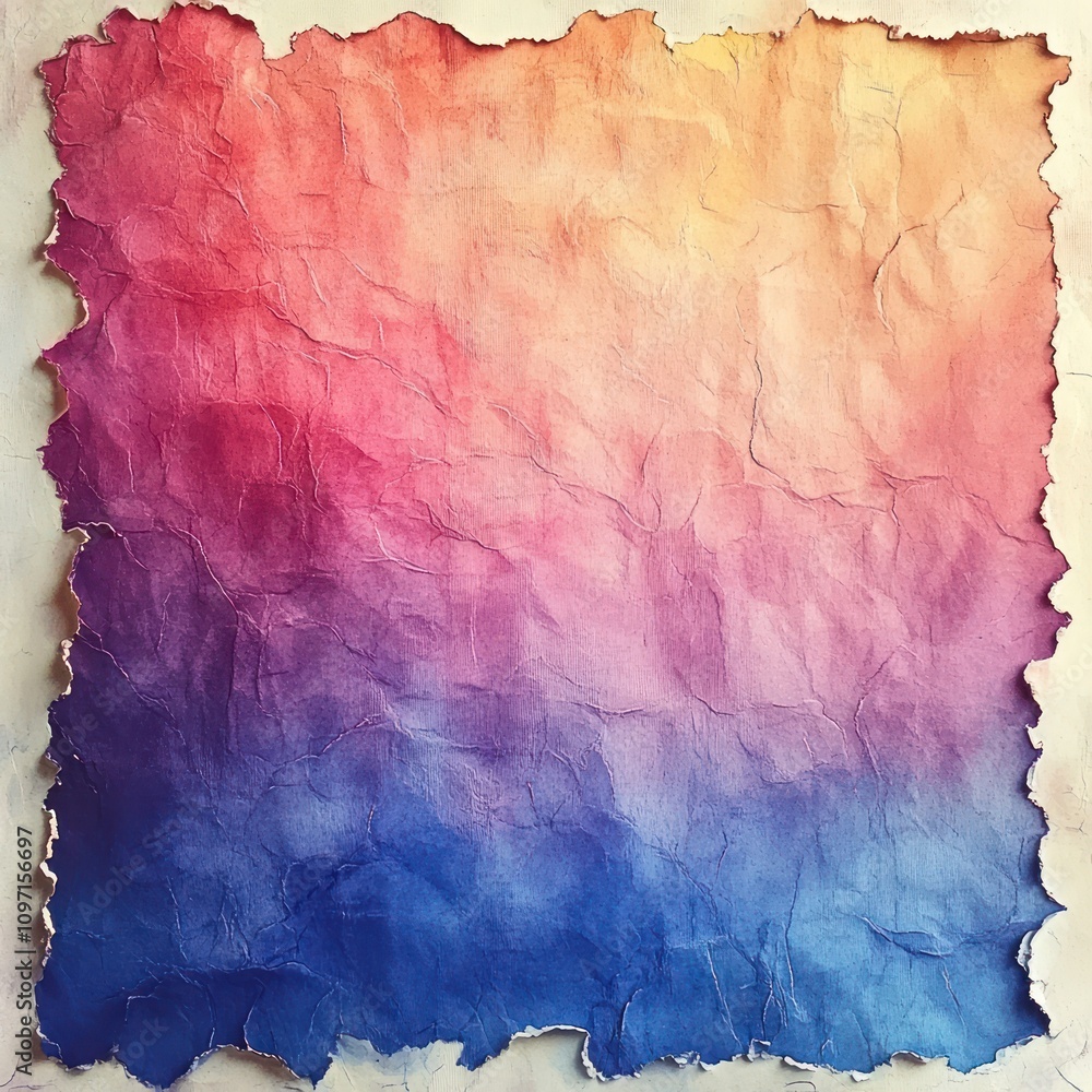 Obraz premium A textured, gradient paper featuring vibrant colors transitioning from pink to blue.