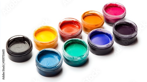 Brightly colored oil paints in jars, perfect for artistic projects