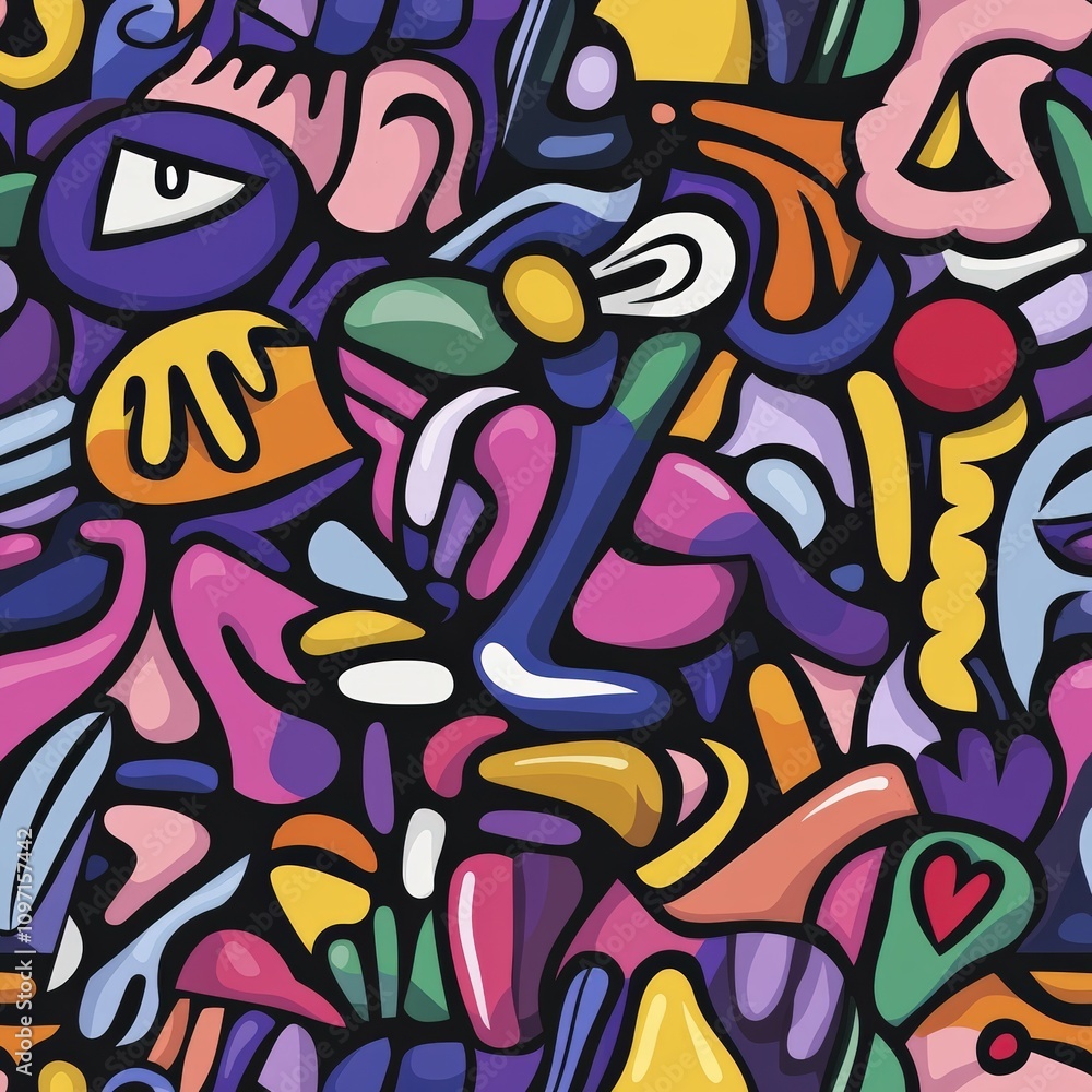 Naklejka premium Colorful abstract pattern featuring bold shapes and vibrant hues