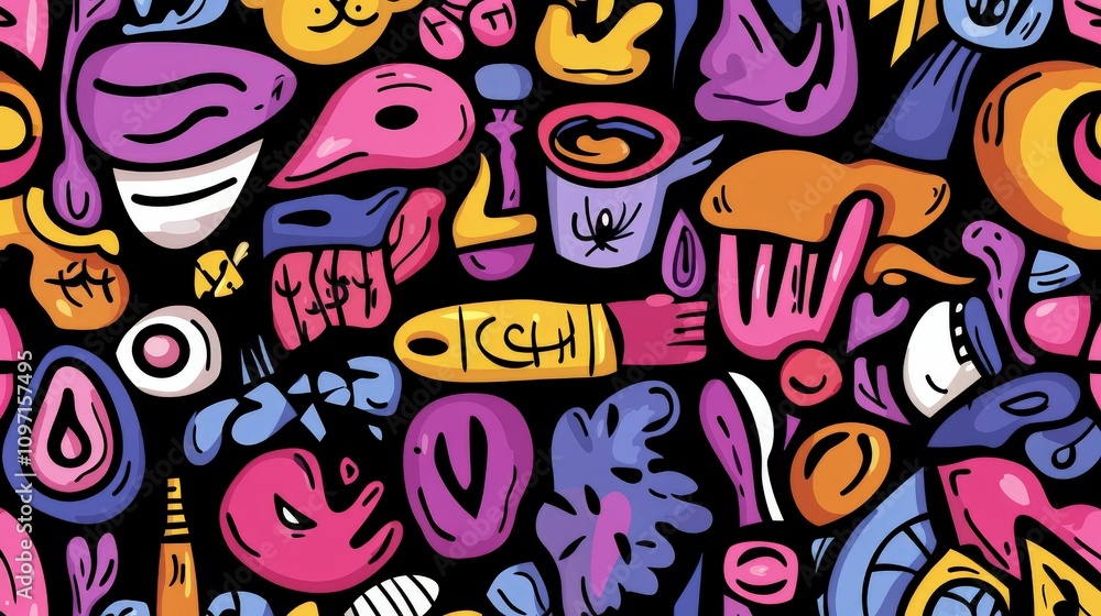 Colorful abstract art featuring vibrant shapes and patterns Colorful abstract art featuring vibrant shapes and patterns