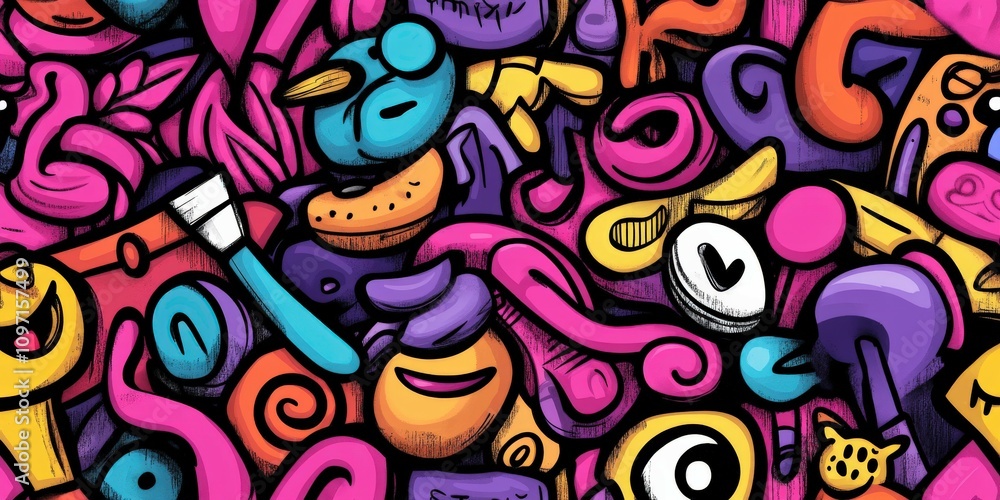 Fototapeta premium Vibrant abstract art filled with playful shapes and colors