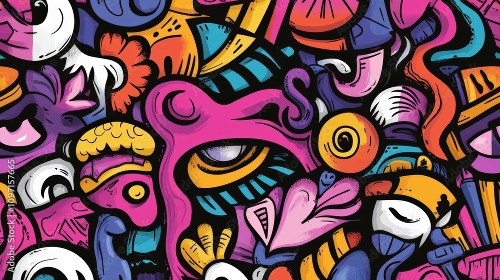 Fototapeta premium Vibrant abstract art featuring colorful shapes and playful designs