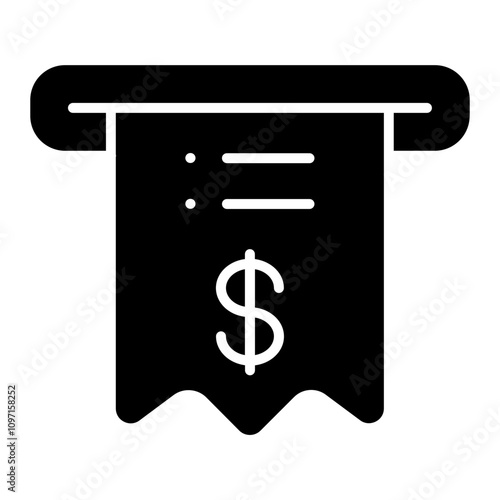 ATM Fees Icon with Dollar Sign, Receipt, and ATM to Indicate Transaction Fees