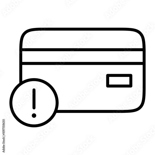 Overdraft Icon with Credit Card and Warning Sign