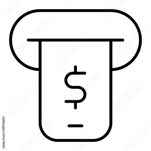 Money Withdrawal Icon with Cash Bills and ATM