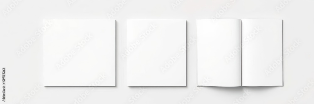 Fototapeta premium Three different book cover mockups displayed in small, medium, and large sizes, three, blank, empty