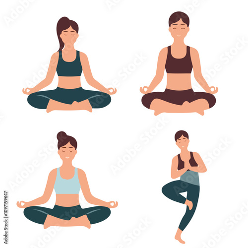 Yoga Silhouette Vector Art, Icons, and Graphics