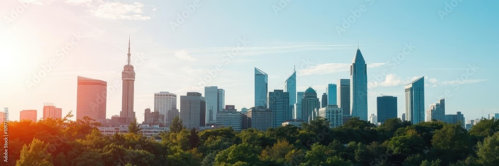 A creative double exposure photo effect of a city skyline with an overlay of a forest, nature, urban, blending A creative double exposure photo effect of a city skyline with an overlay of a forest, nature, urban, blending