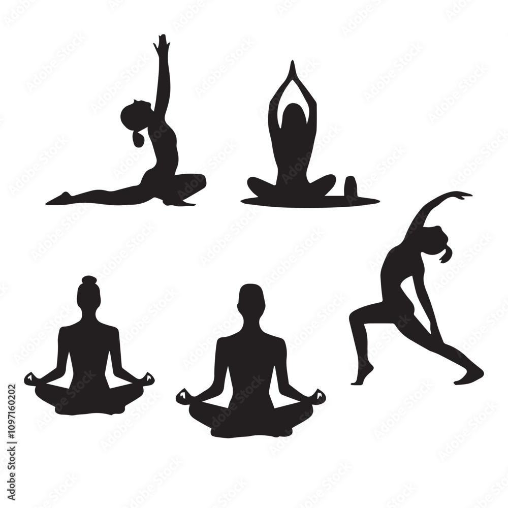 Yoga Silhouette Vector Art, Icons, and Graphics Yoga Silhouette Vector Art, Icons, and Graphics