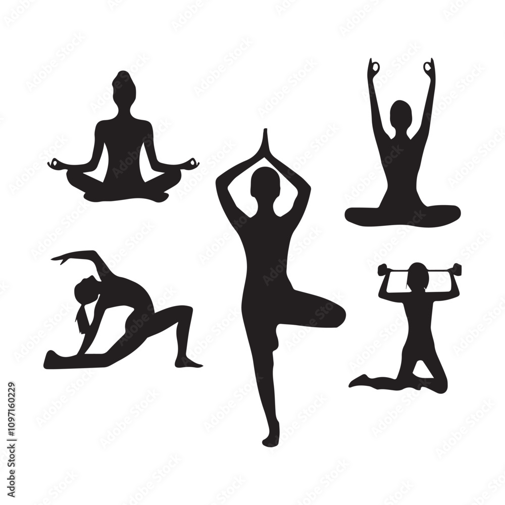 Fototapeta premium Yoga Silhouette Vector Art, Icons, and Graphics