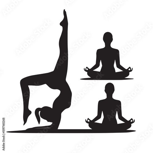Yoga Silhouette Vector Art, Icons, and Graphics